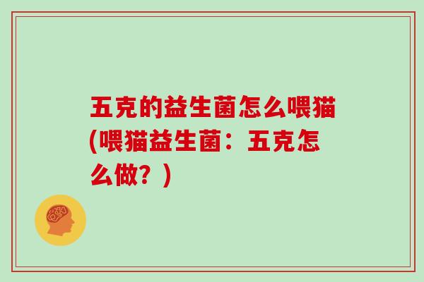 五克的益生菌怎么喂猫(喂猫益生菌：五克怎么做？)