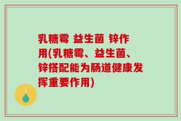 乳糖霉 益生菌 锌作用(乳糖霉、益生菌、锌搭配能为肠道健康发挥重要作用)
