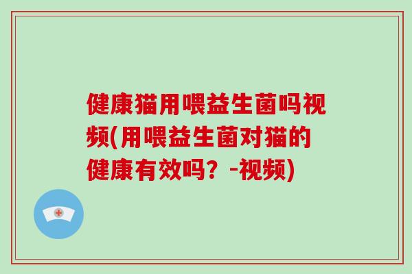 健康猫用喂益生菌吗视频(用喂益生菌对猫的健康有效吗？-视频)