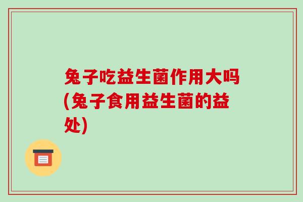 兔子吃益生菌作用大吗(兔子食用益生菌的益处)