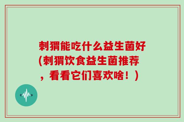 刺猬能吃什么益生菌好(刺猬饮食益生菌推荐，看看它们喜欢啥！)