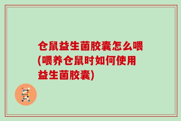 仓鼠益生菌胶囊怎么喂(喂养仓鼠时如何使用益生菌胶囊)