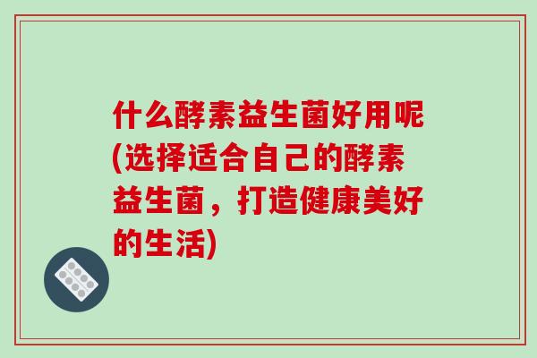什么酵素益生菌好用呢(选择适合自己的酵素益生菌，打造健康美好的生活)