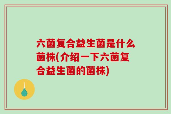 六菌复合益生菌是什么菌株(介绍一下六菌复合益生菌的菌株)