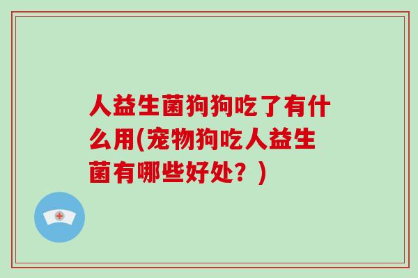 人益生菌狗狗吃了有什么用(宠物狗吃人益生菌有哪些好处？)