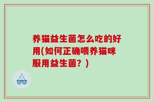 养猫益生菌怎么吃的好用(如何正确喂养猫咪服用益生菌？)