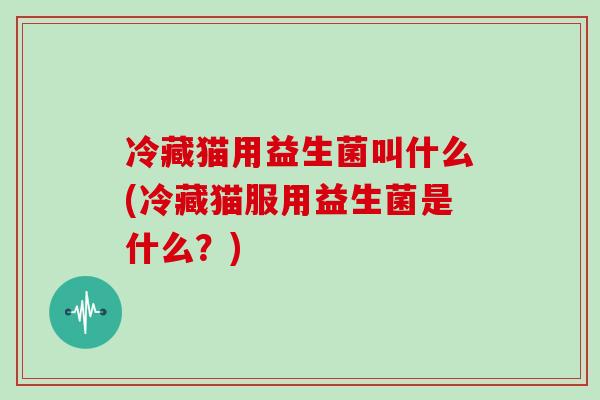 冷藏猫用益生菌叫什么(冷藏猫服用益生菌是什么？)