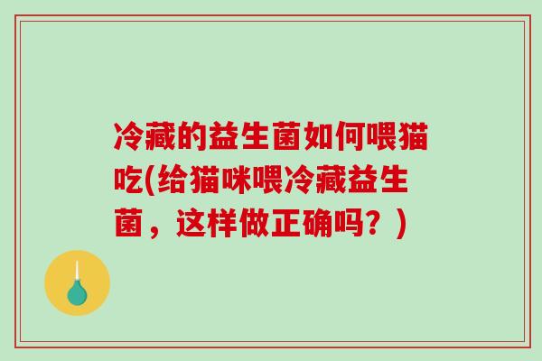 冷藏的益生菌如何喂猫吃(给猫咪喂冷藏益生菌，这样做正确吗？)