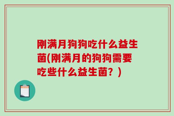 刚满月狗狗吃什么益生菌(刚满月的狗狗需要吃些什么益生菌？)