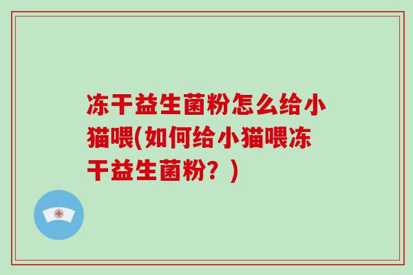 冻干益生菌粉怎么给小猫喂(如何给小猫喂冻干益生菌粉？)