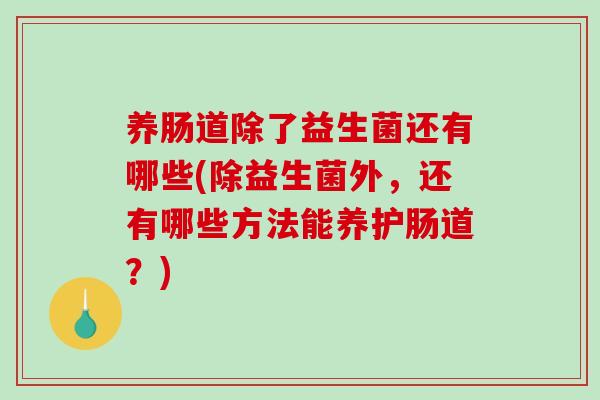 养肠道除了益生菌还有哪些(除益生菌外，还有哪些方法能养护肠道？)