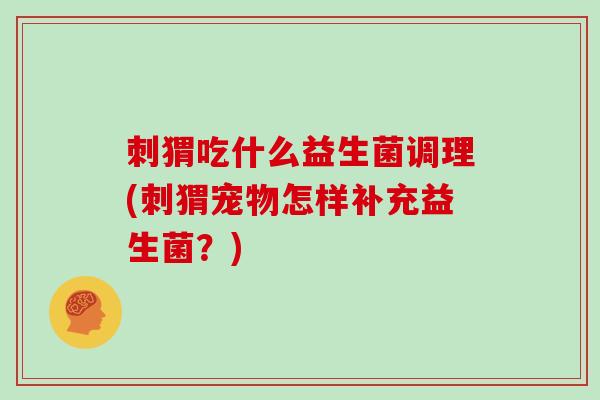 刺猬吃什么益生菌调理(刺猬宠物怎样补充益生菌？)