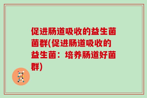 促进肠道吸收的益生菌菌群(促进肠道吸收的益生菌：培养肠道好菌群)