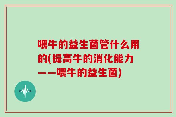 喂牛的益生菌管什么用的(提高牛的消化能力——喂牛的益生菌)