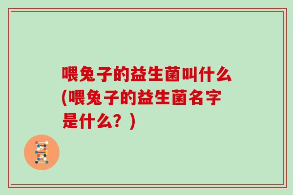 喂兔子的益生菌叫什么(喂兔子的益生菌名字是什么？)