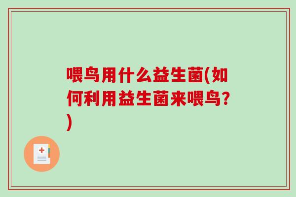 喂鸟用什么益生菌(如何利用益生菌来喂鸟？)