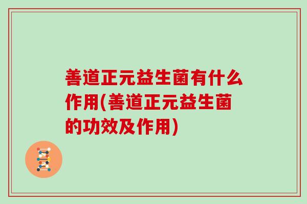 善道正元益生菌有什么作用(善道正元益生菌的功效及作用)