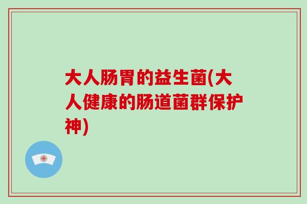大人肠胃的益生菌(大人健康的肠道菌群保护神)