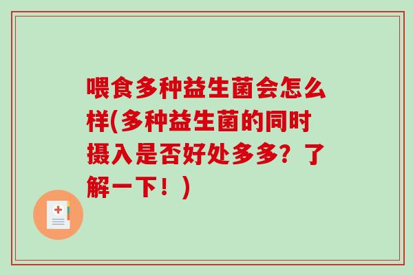 喂食多种益生菌会怎么样(多种益生菌的同时摄入是否好处多多？了解一下！)