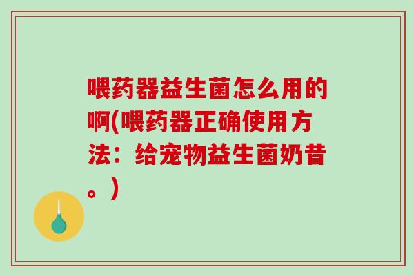 喂药器益生菌怎么用的啊(喂药器正确使用方法：给宠物益生菌奶昔。)