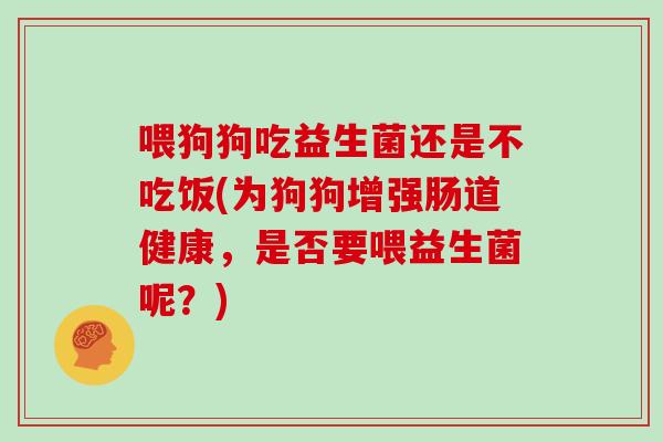 喂狗狗吃益生菌还是不吃饭(为狗狗增强肠道健康，是否要喂益生菌呢？)