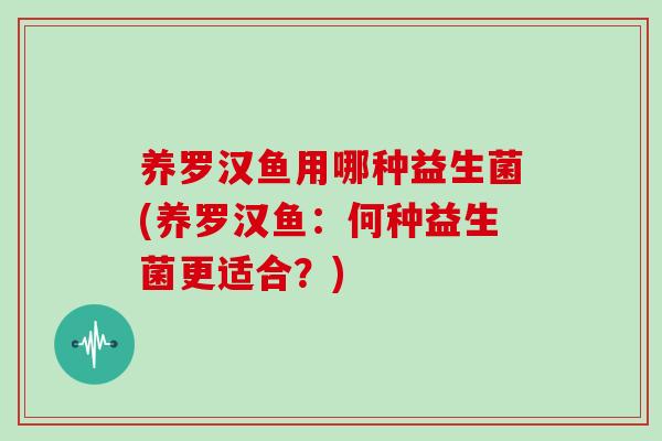 养罗汉鱼用哪种益生菌(养罗汉鱼：何种益生菌更适合？)
