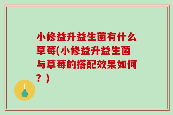 小修益升益生菌有什么草莓(小修益升益生菌与草莓的搭配效果如何？)