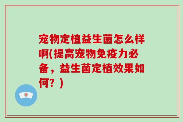 宠物定植益生菌怎么样啊(提高宠物免疫力必备，益生菌定植效果如何？)