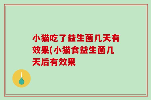 小猫吃了益生菌几天有效果(小猫食益生菌几天后有效果