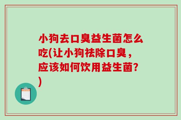 小狗去口臭益生菌怎么吃(让小狗祛除口臭，应该如何饮用益生菌？)