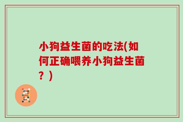 小狗益生菌的吃法(如何正确喂养小狗益生菌？)