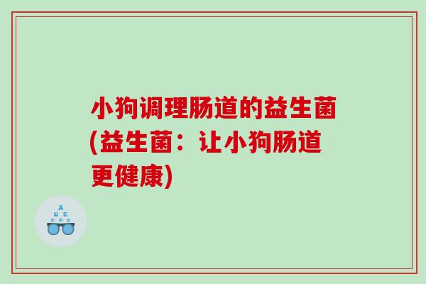 小狗调理肠道的益生菌(益生菌：让小狗肠道更健康)