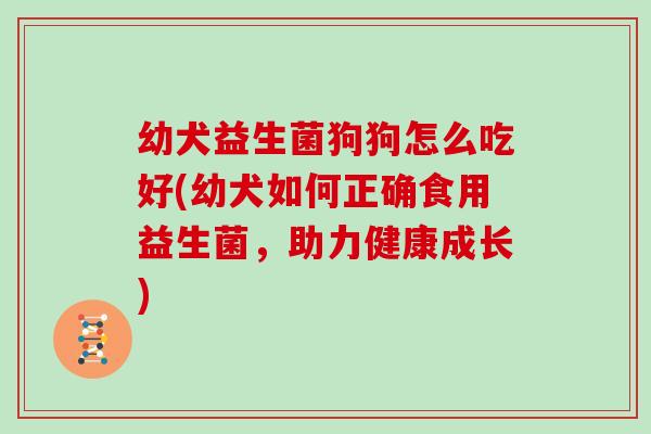 幼犬益生菌狗狗怎么吃好(幼犬如何正确食用益生菌，助力健康成长)