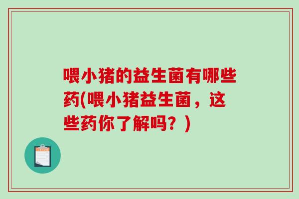 喂小猪的益生菌有哪些药(喂小猪益生菌，这些药你了解吗？)