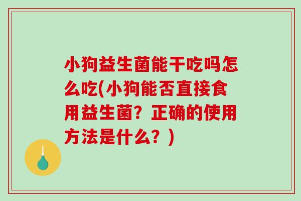 小狗益生菌能干吃吗怎么吃(小狗能否直接食用益生菌？正确的使用方法是什么？)
