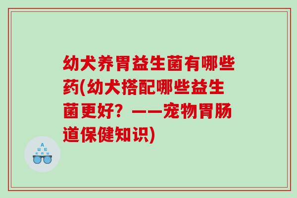 幼犬养胃益生菌有哪些药(幼犬搭配哪些益生菌更好？——宠物胃肠道保健知识)