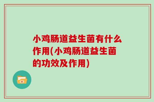 小鸡肠道益生菌有什么作用(小鸡肠道益生菌的功效及作用)