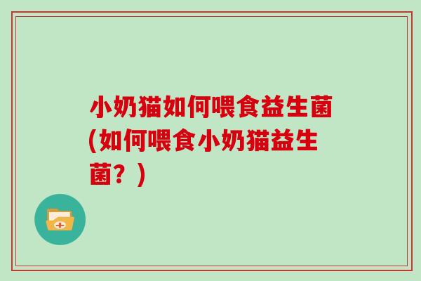 小奶猫如何喂食益生菌(如何喂食小奶猫益生菌？)