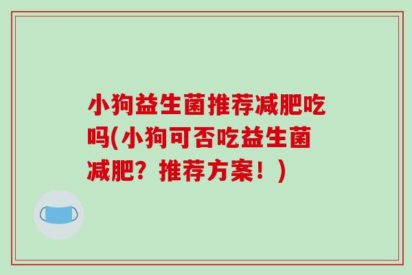 小狗益生菌推荐减肥吃吗(小狗可否吃益生菌减肥？推荐方案！)