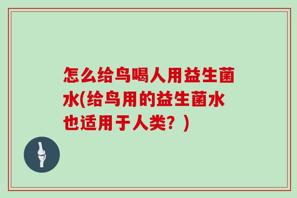 怎么给鸟喝人用益生菌水(给鸟用的益生菌水也适用于人类？)