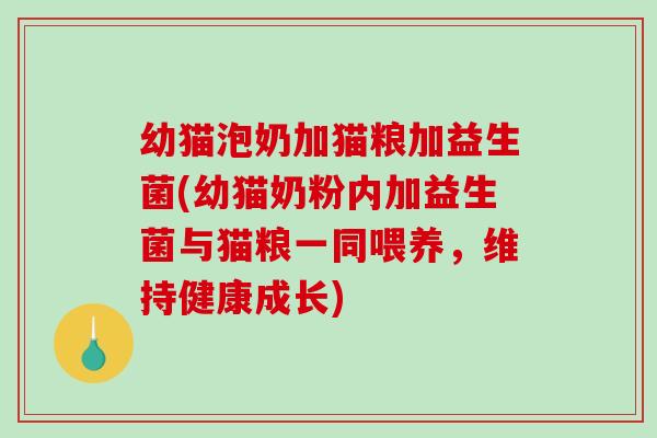 幼猫泡奶加猫粮加益生菌(幼猫奶粉内加益生菌与猫粮一同喂养，维持健康成长)