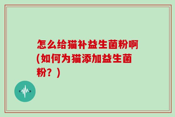 怎么给猫补益生菌粉啊(如何为猫添加益生菌粉？)