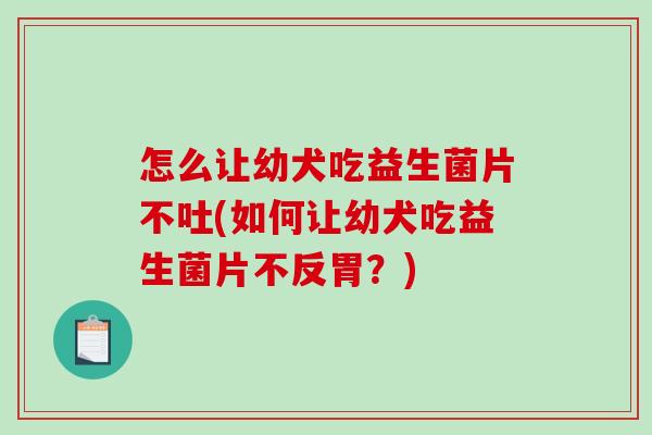 怎么让幼犬吃益生菌片不吐(如何让幼犬吃益生菌片不反胃？)