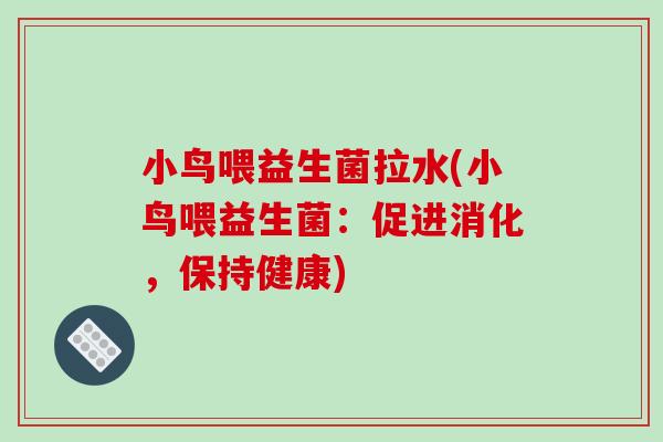 小鸟喂益生菌拉水(小鸟喂益生菌：促进消化，保持健康)