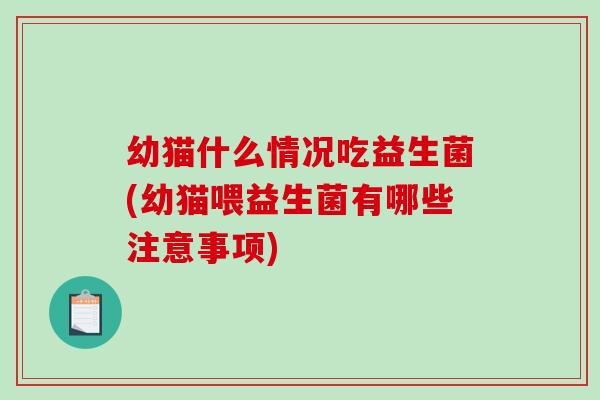 幼猫什么情况吃益生菌(幼猫喂益生菌有哪些注意事项)