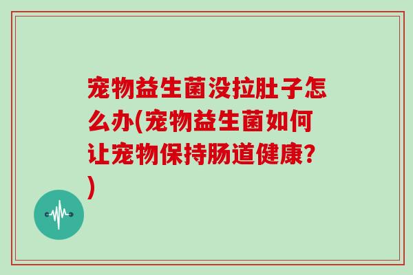 宠物益生菌没拉肚子怎么办(宠物益生菌如何让宠物保持肠道健康?) 宠物益生菌没拉肚子怎么办(宠物益生菌如何让宠物保持肠道健康?)