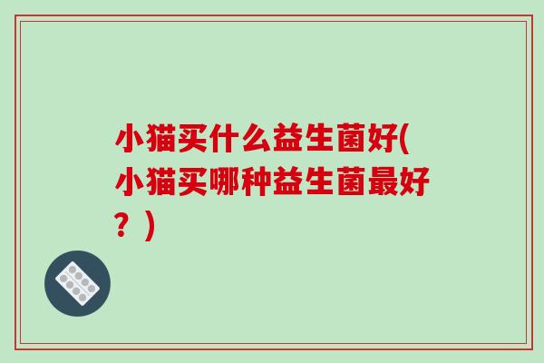 小猫买什么益生菌好(小猫买哪种益生菌好？)