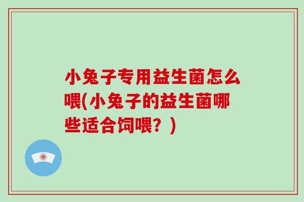 小兔子专用益生菌怎么喂(小兔子的益生菌哪些适合饲喂？)
