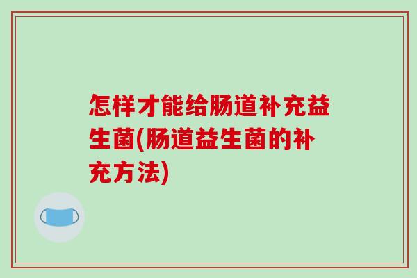 怎样才能给肠道补充益生菌(肠道益生菌的补充方法)