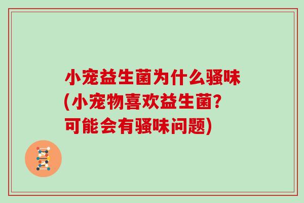 小宠益生菌为什么骚味(小宠物喜欢益生菌？可能会有骚味问题)